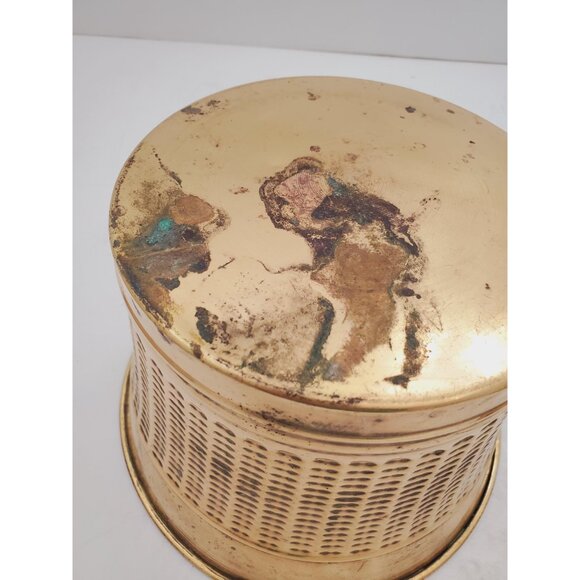Vintage Brass container, Very heavy Bohemian Wedding, Farmhouse Wedding, Wedding - Picture 6 of 10